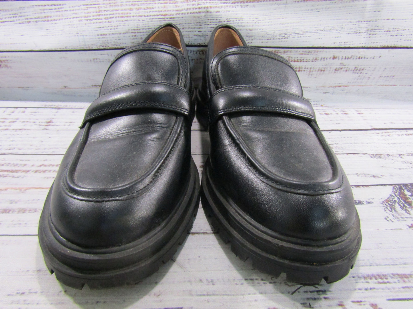 Madewell The Bradley Women's Black Leather Lug Sole Loafers Size 9.5 NG674