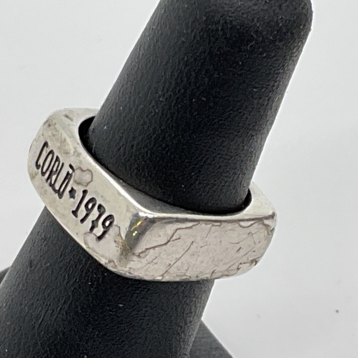 Corlù 1979 Italy Sterling Silver Rhodium Plated Square SZ 5.75 Ring- 4.76g