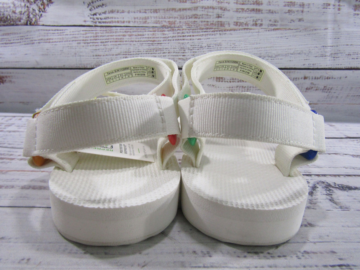 Teva Universal Pride Women's White Rainbow Accent Fisherman Sandals Size 9