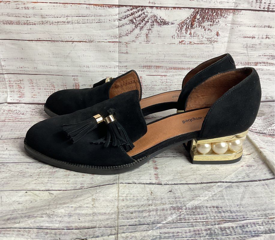 Jeffrey Campbell Suede Civil Block Heel Loafers Black 10
