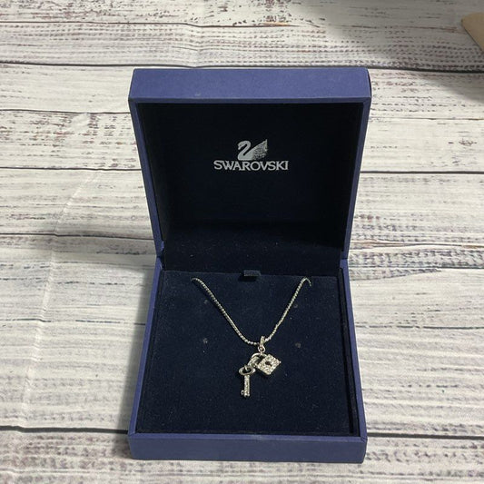Swarovski Silver Plated Lock & Key Charm Necklace