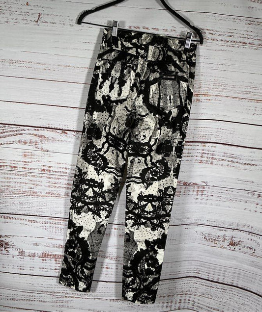 Women's Just Cavalli Black and White Red Diamond Pants Size 26