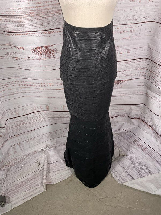 Alberto Makali Women's Black Metallic High Waisted Long Skirt Size M