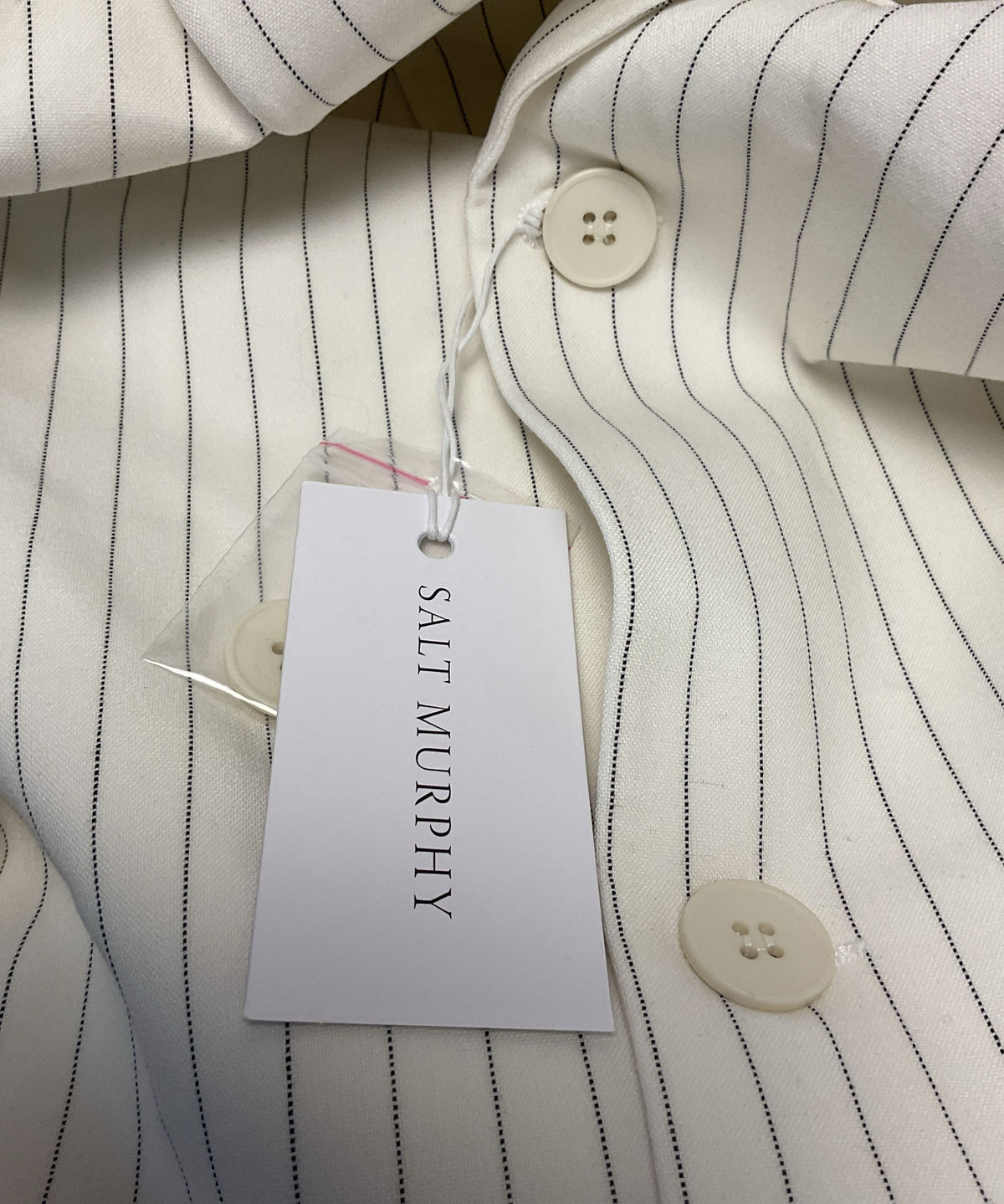 Salt Murphy White Pin Stripe Oversized Large Blazer Jacket - Size 38 New