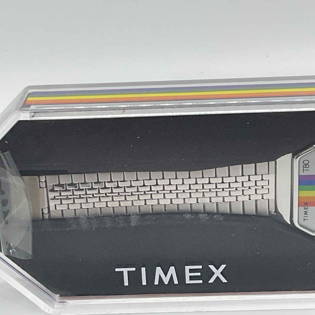 NEW TIMEX T80 Pride Rainbow Stainless Steel Digital Indiglo Watch