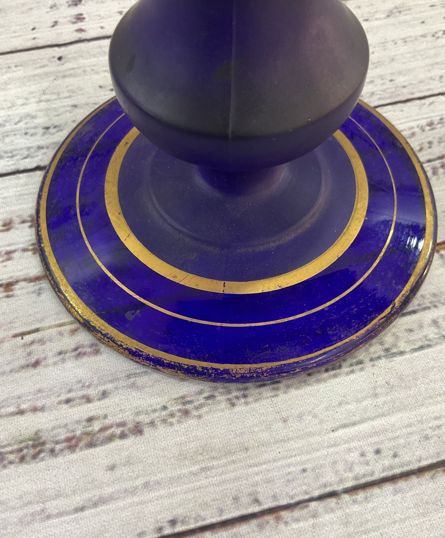 Antique Satin Cobalt Blue Candle Holder