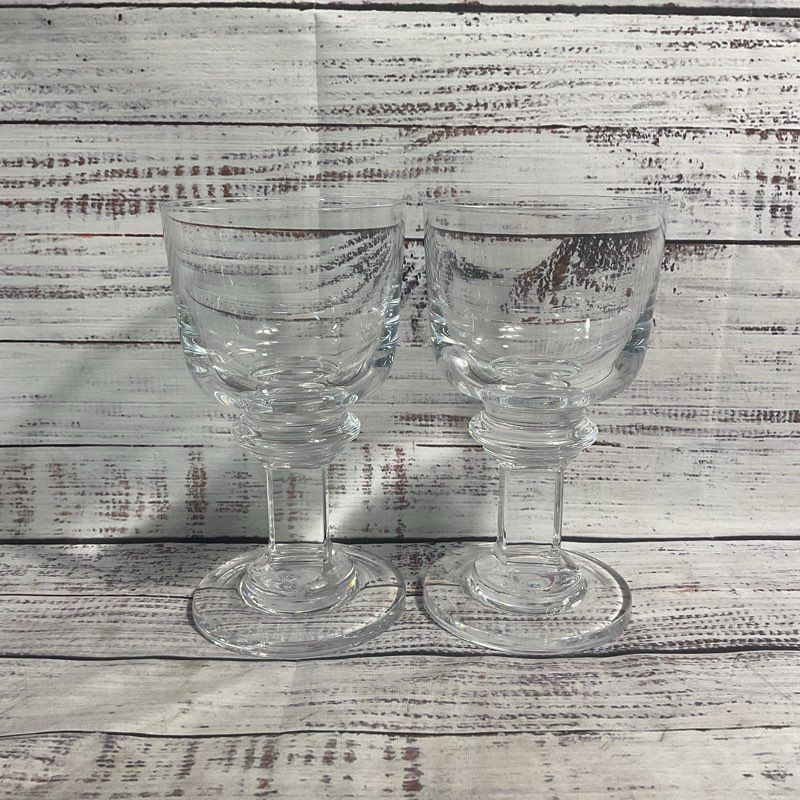Dansk Pair Of Carla 7 In. Square Stem 8 Crystal Wine Glasses