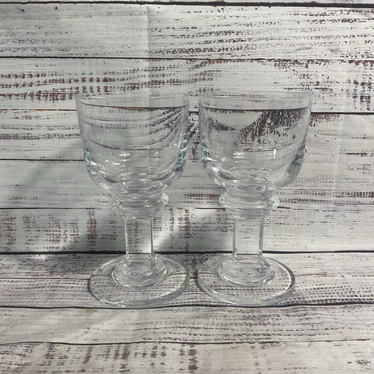 Dansk Pair Of Carla 7 In. Square Stem 8 Crystal Wine Glasses
