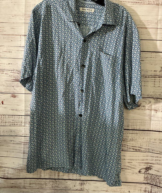 Men's Tommy Bahama Blue Print Short Sleeve Shirt Size L
