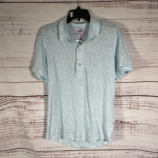 NWT Orlebar Brown Springwater Blue Sebastian Linen Shear Polo - Size M