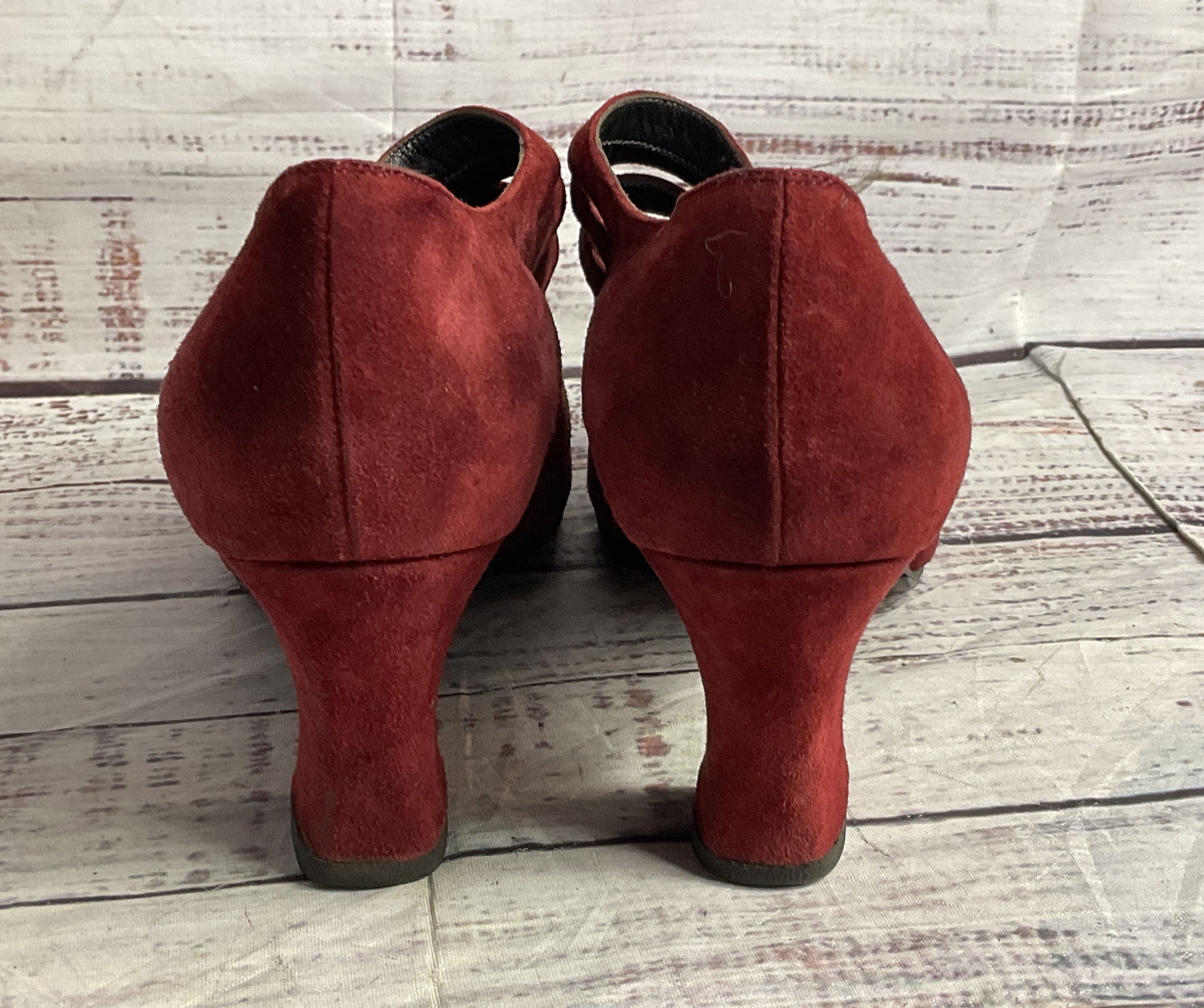 Fendi Vintage Suede Leather Side Button Pumps Red 35.5