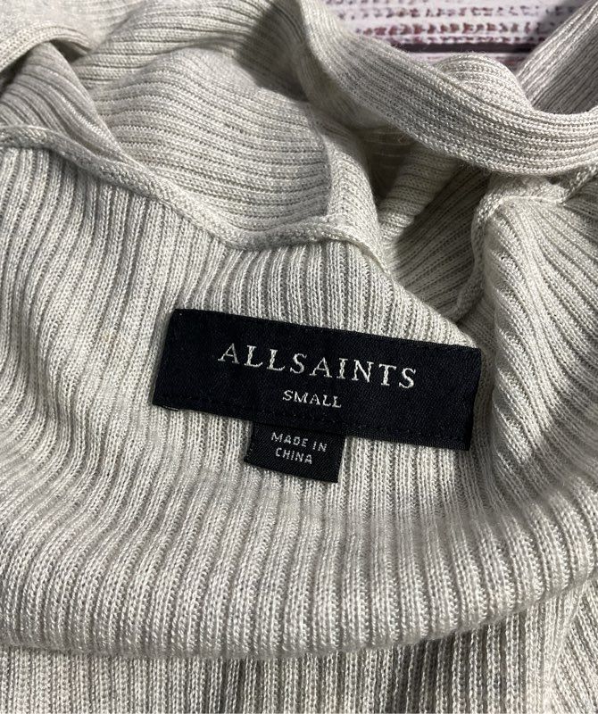 ALL SAINTS Women's Grey Nomo Open Wool Blend Cardigan Size Small