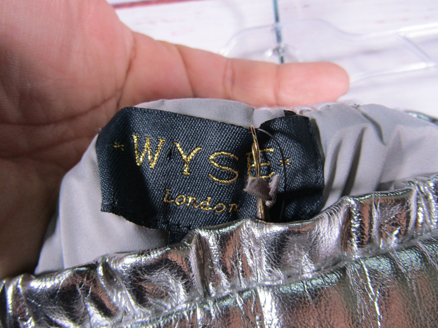 Wyse London Lateisha Women's Silver Faux Leather Skirt Size 5