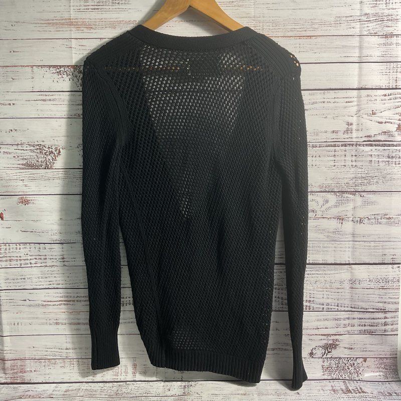 Brochu Walker Black Loose Knit Cotton 4-Button Cardigan Sweater Size in Desc