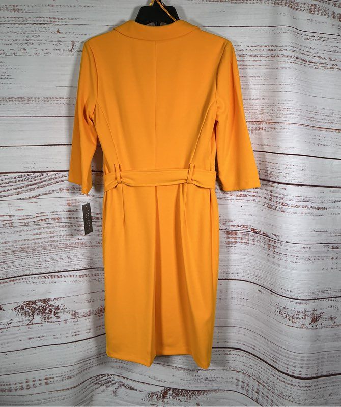 NWT Sharagano Apricot Notched Collar Crepe Blazer Dress Size 4 Retail $108