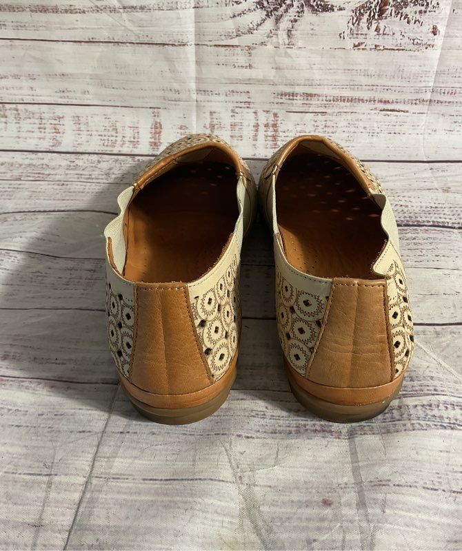 Ethan Valdes Women Perforated Leather Slip-On Loafers Comfort Size 40