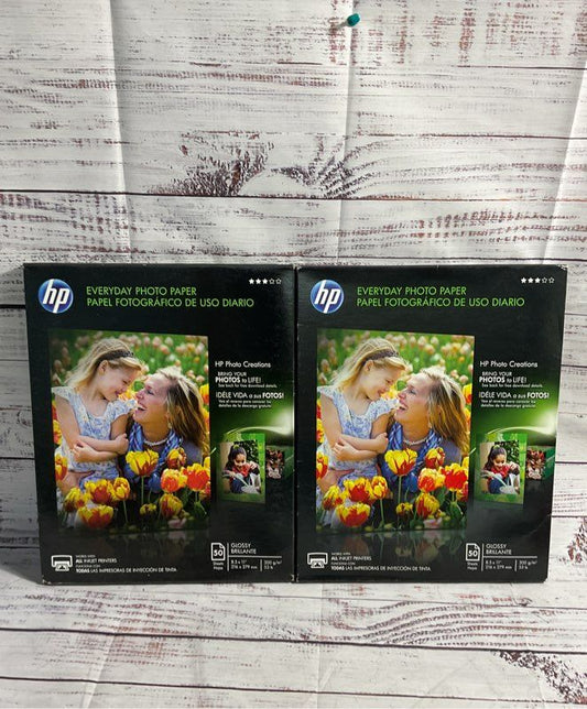 2-Packs! HP Everyday 50 Glossy Photo Paper Sheets Letter 8.5 x 11-Inch Sealed