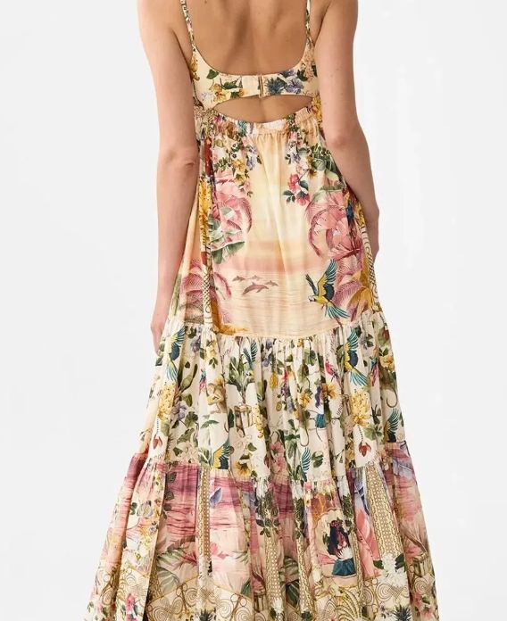 NWT CAMILLA White Lotus Jersey Bodice Dress- SZ S (RETAIL $750)