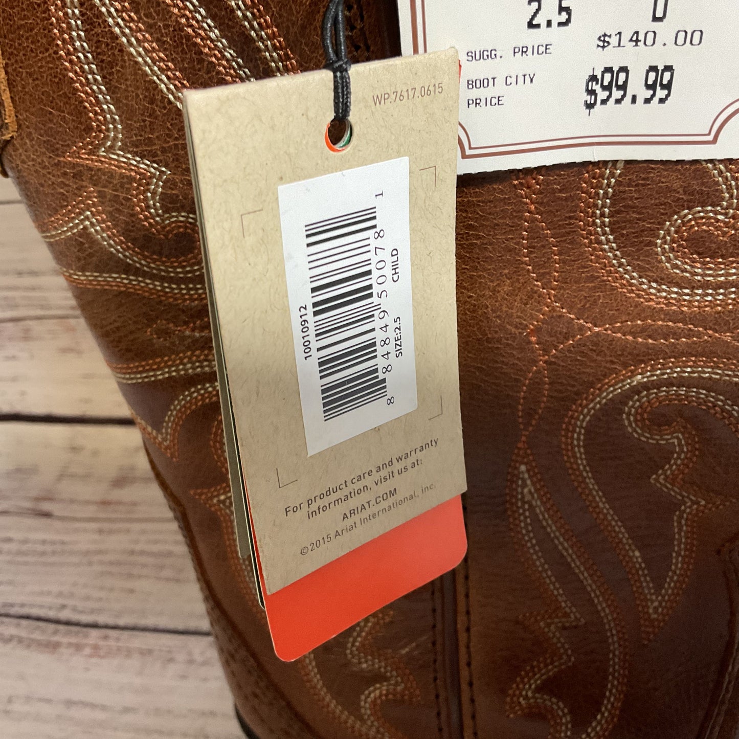 NWD ARIAT Brown Unisex Children's Western Boot- SZ 2.5