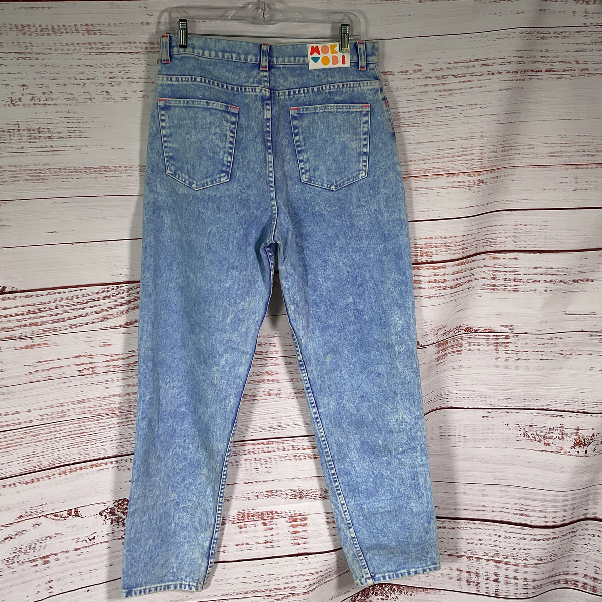 MOKUYOBI Women's Blue Pink Stitch Denim Jeans- SZ 32