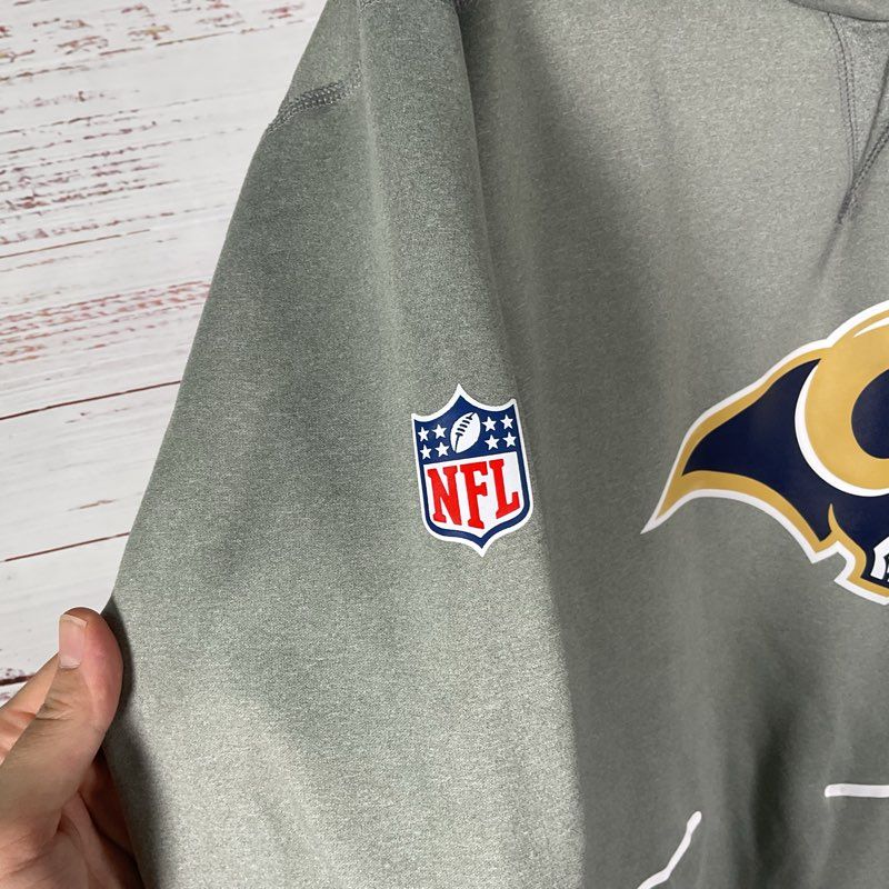 NFL Onfield Apparel LA Rams Heather Gray Logo Hoodie Sweater - Size XL