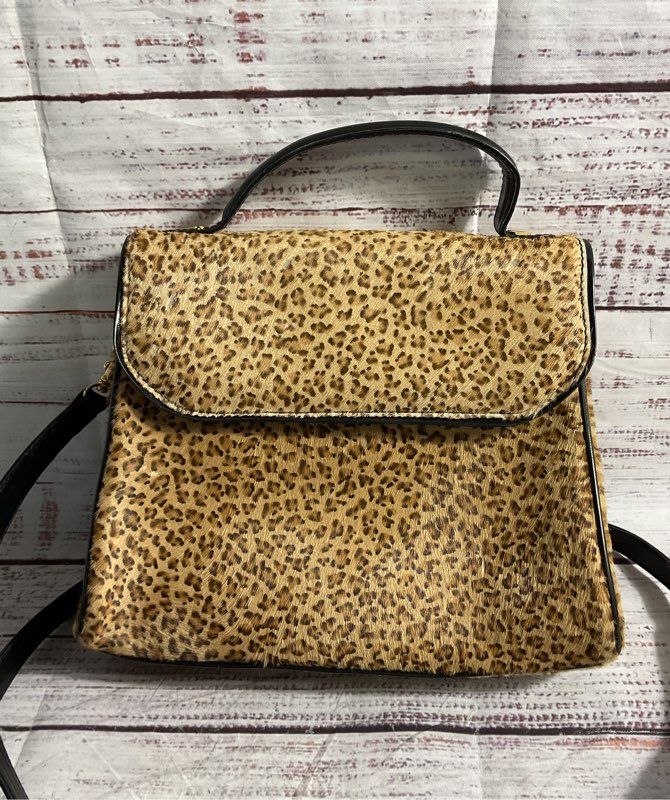 Vintage Mario Valentino Leopard Print Ponyhair Shoulder Bag