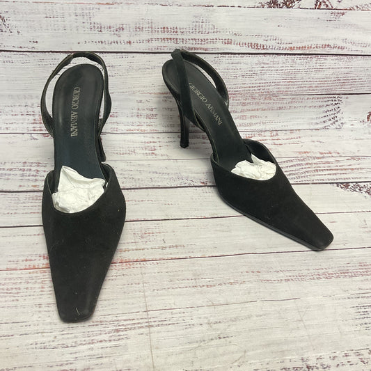 Giorgio Armani Black Suede Slingback Heel Women Size 8