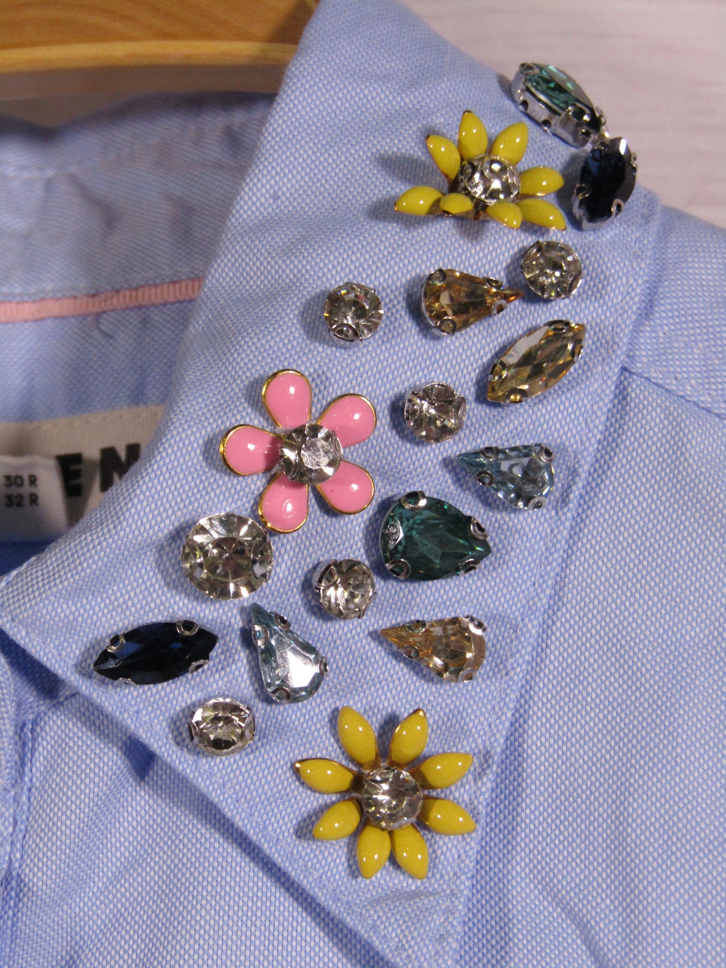 Boden Sienna Women's Light Blue Long Sleeve Embellished Collar Shirt Size 0