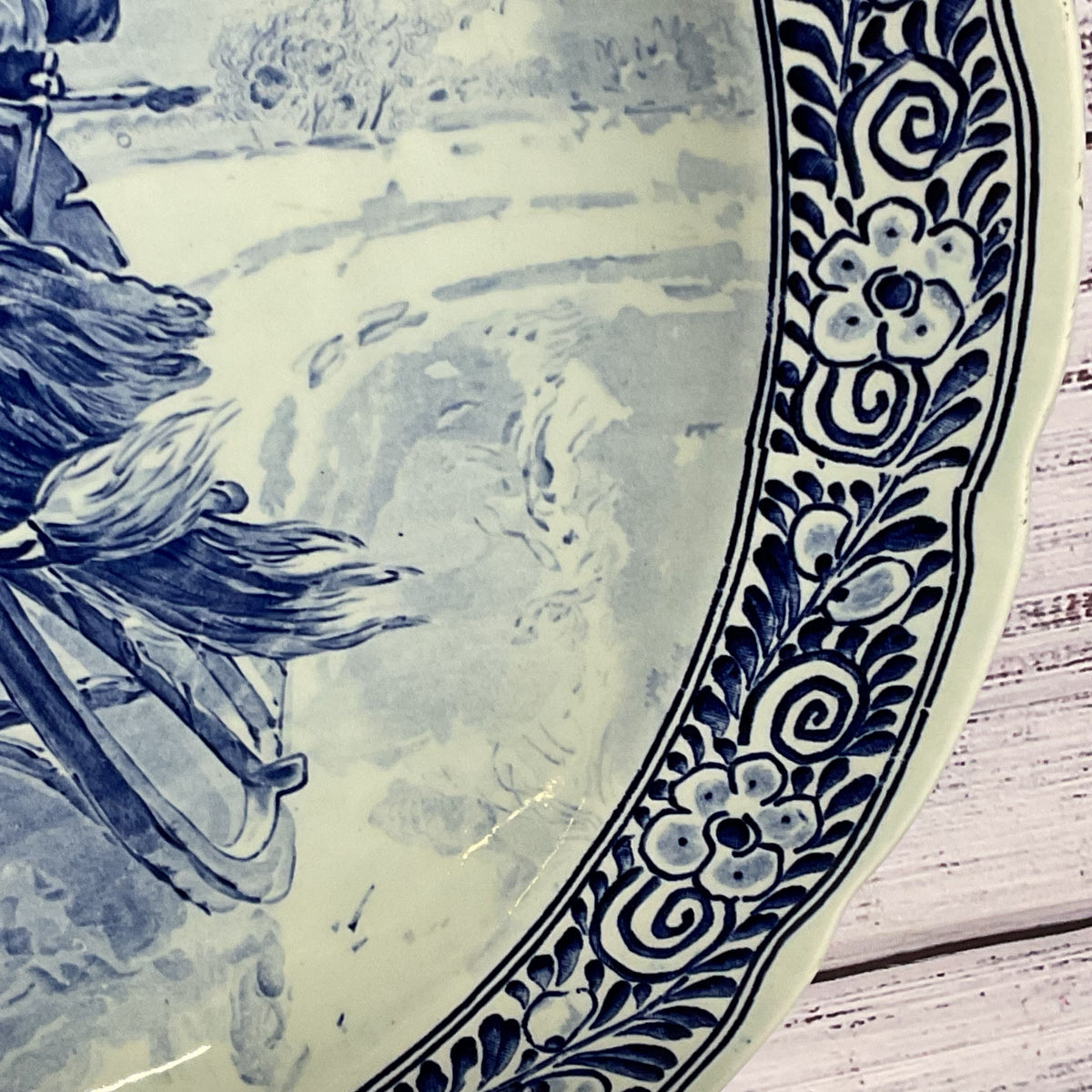 ANTIQUE DELFTS Royal Sphinx Maastricht Man & Women Horse Wall Plate - 15.75"