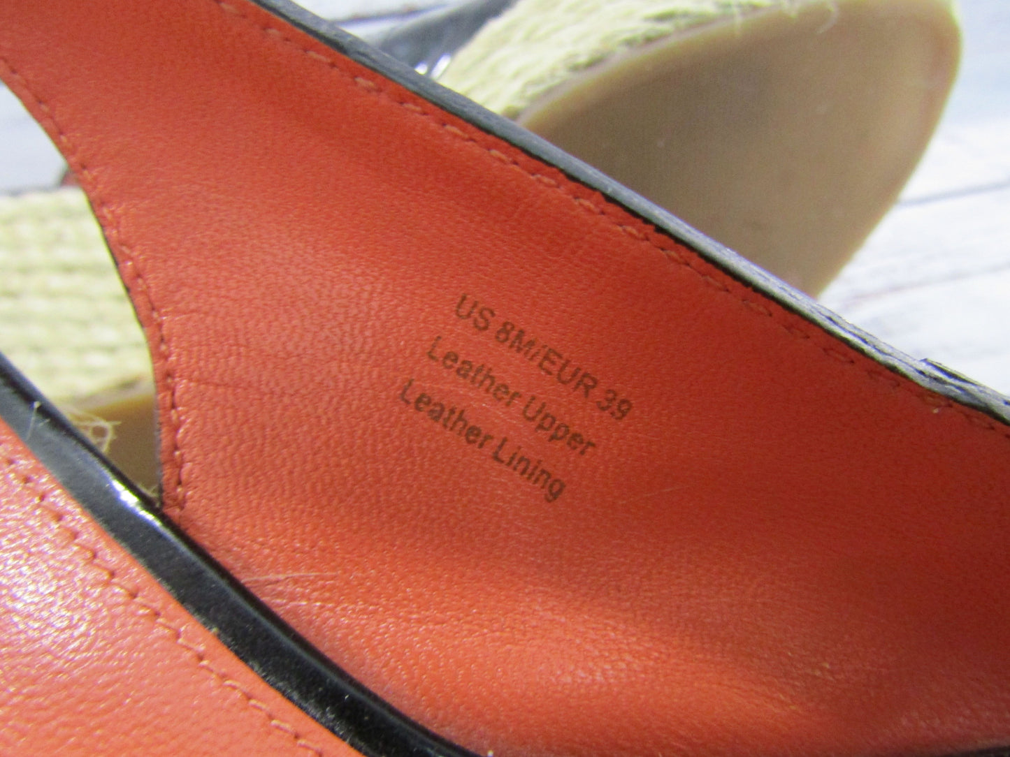 Via Spiga Mahala Women's Black Leather Espadrille Wedge Sandals Size 8