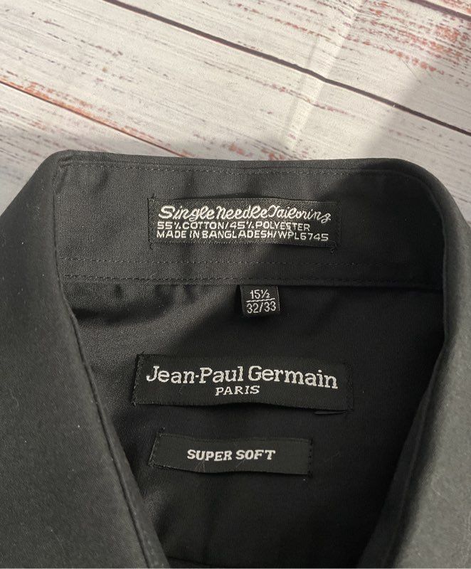 Men's Jean Paul Germain Black Long Sleeve Button Up Black Shirt Size 32/33 15.5