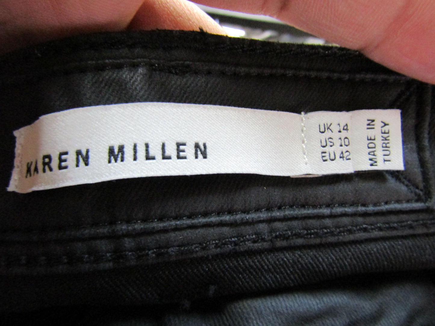 Karen Millen Women's Black Coated Skinny Jeans Size 10