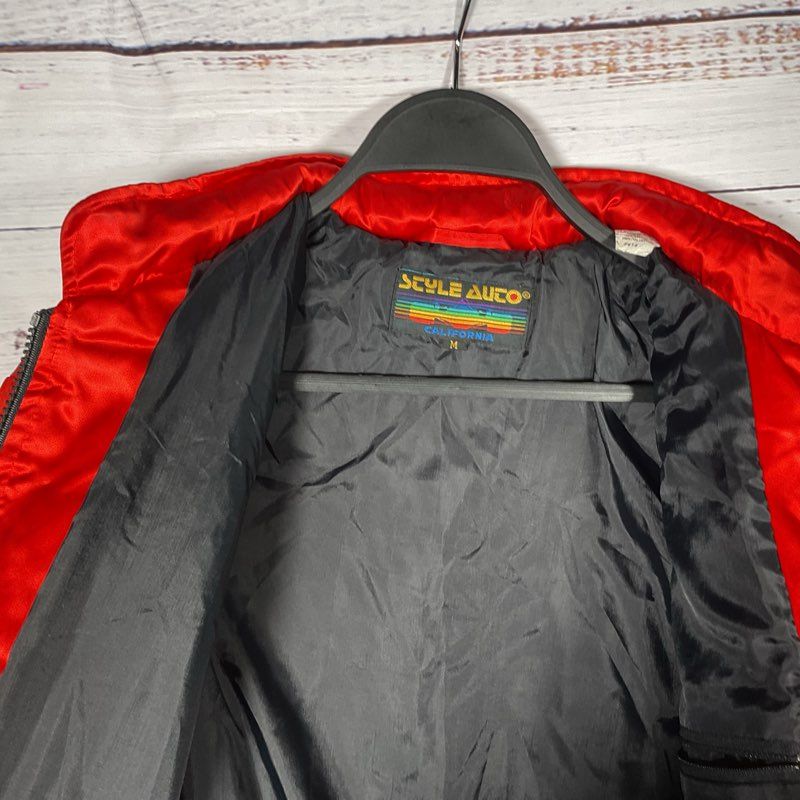VTG. Style Auto Competition Red Nylon Ferrari Racing Jacket w/ Hood Size M
