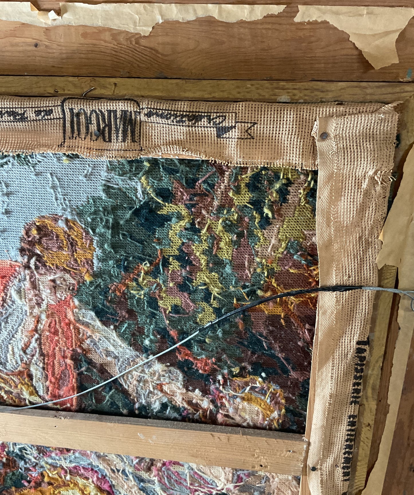 Antique MARGOT Made in France Tapestry Needlework Framed