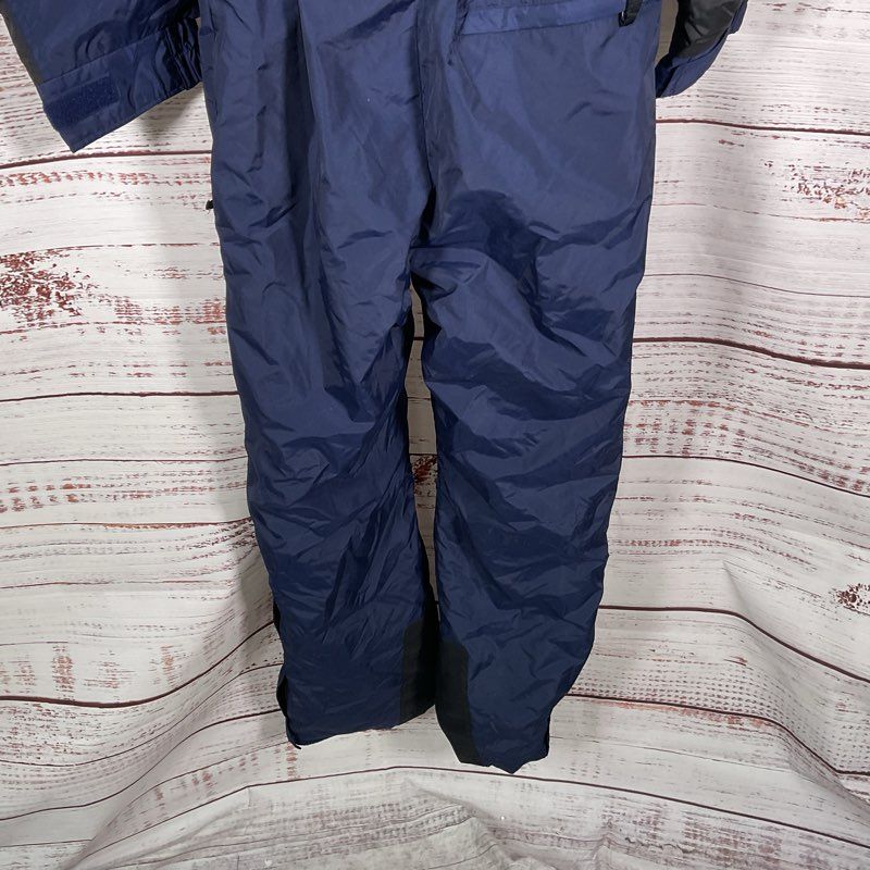 Columbia Blue/Black/Yellow Retro Belted Ski Snow Jumpsuit - Size M