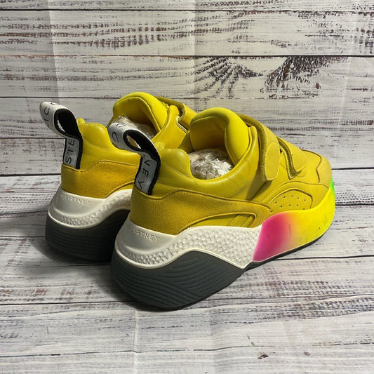 Stella McCartney Eclypse Yellow Faux Leather High Fashion Sneaker Women's 8 US