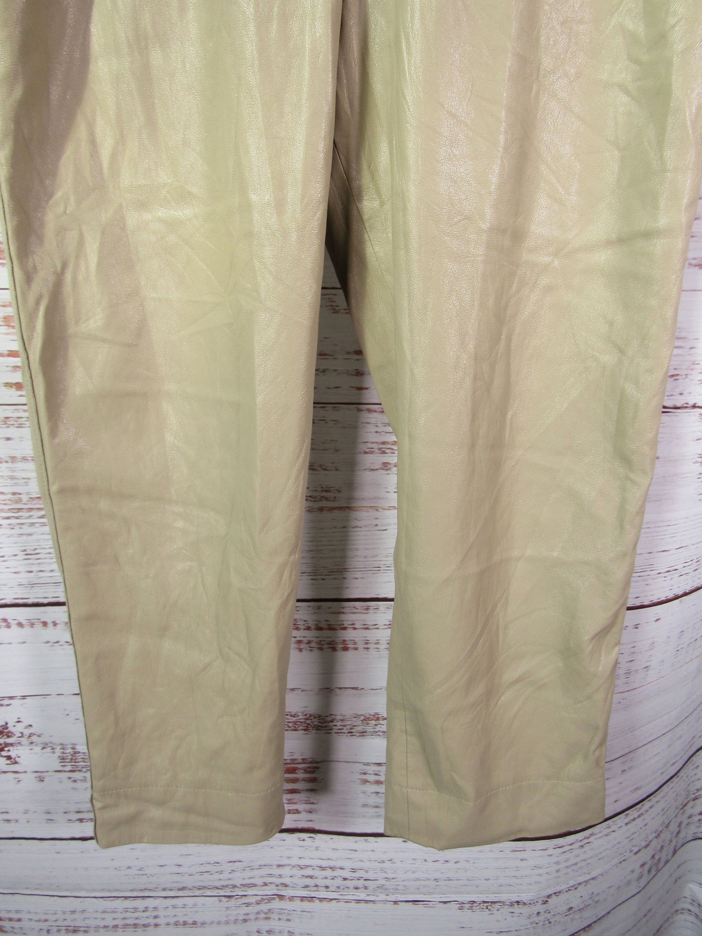 Nanushka Women's Beige Faux Leather Pants Size M