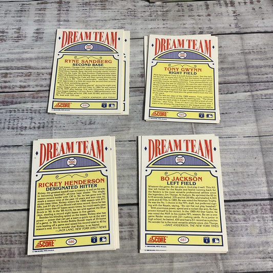 17 Card Lot Score Dream Team 1990 Baseball Gwynn, Jackson, Henderson, Sandberg