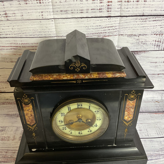 ANTIQUE 19th Century Victorian WILLIAM BRUFORD & SON Onyx & Marble Mantel Clock