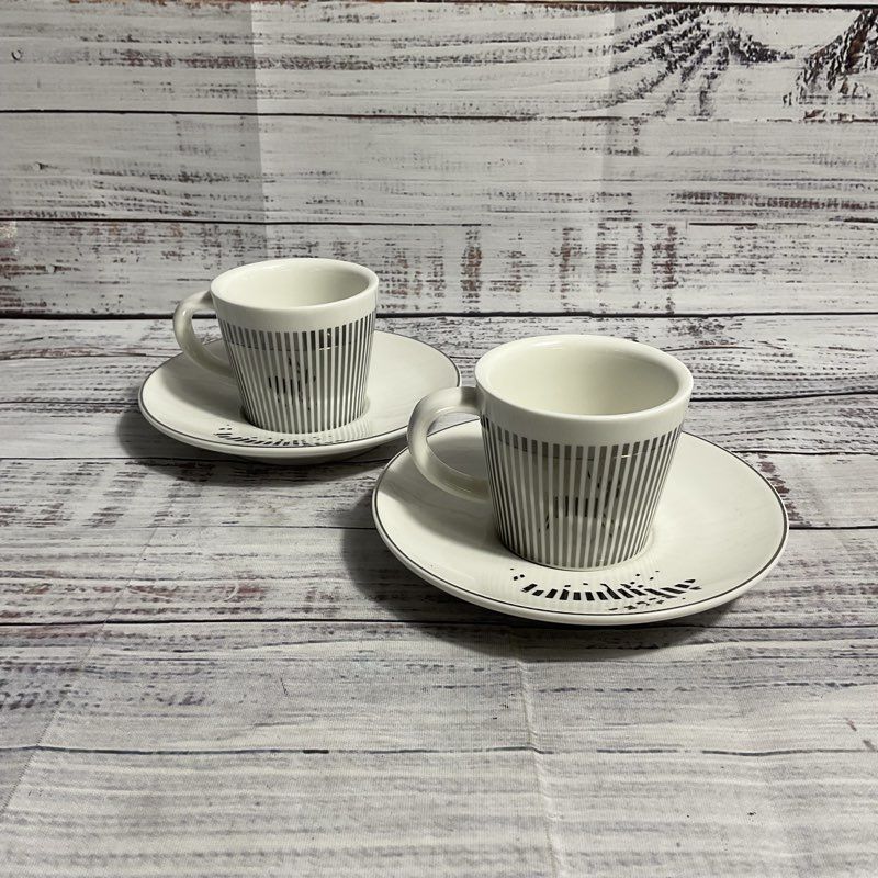 Set Of 2 Baroflane Anamorphic Deer Mirror Reflection Espresso Cups & Saucers