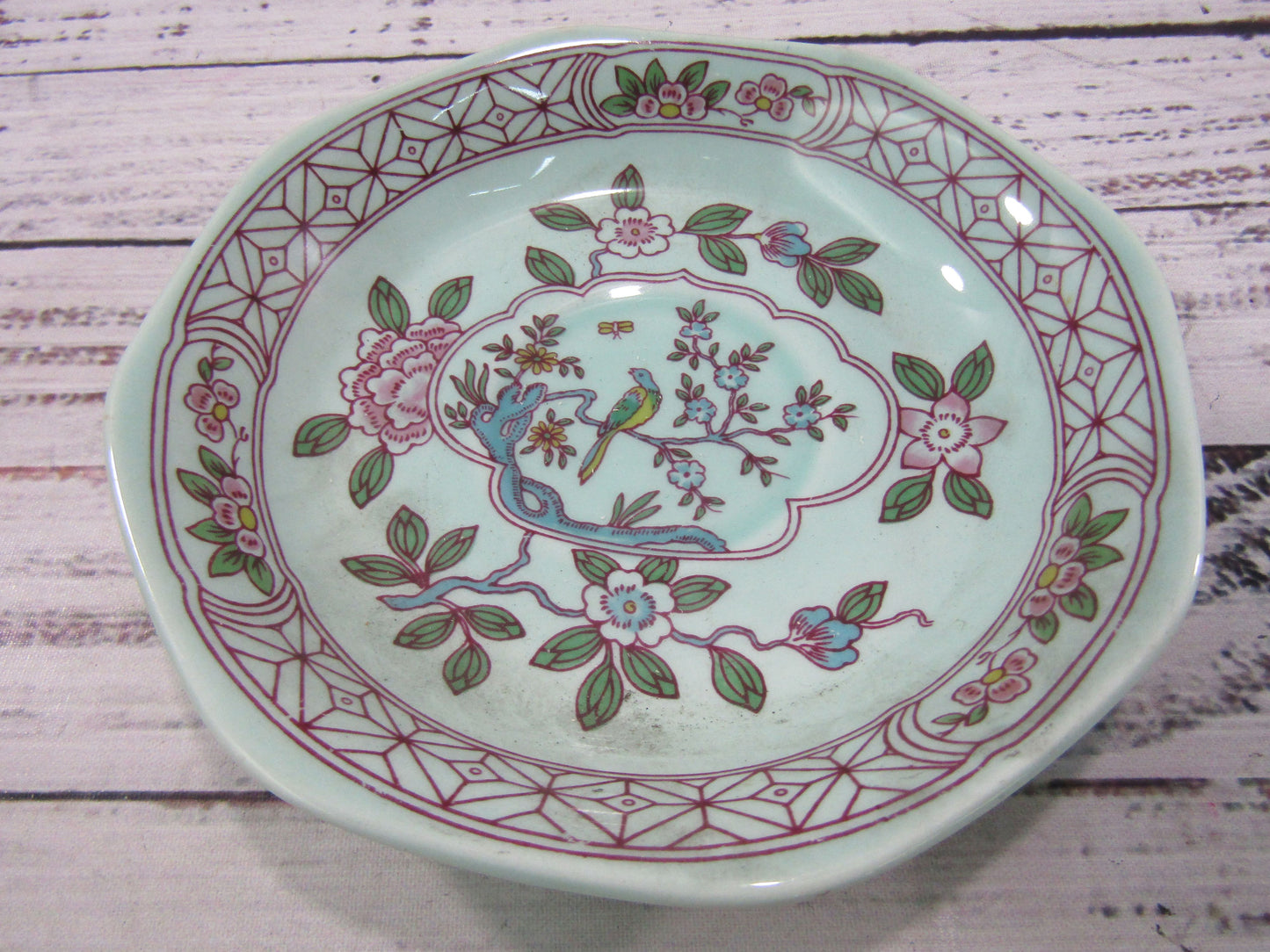 Adams Singapore Bird Floral Bird Ironstone 5 Teacups & 1 Saucer Made in England