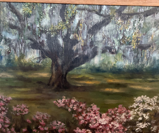 Garden In Oxnard, California Framed Painting Signed by Louise Bernard