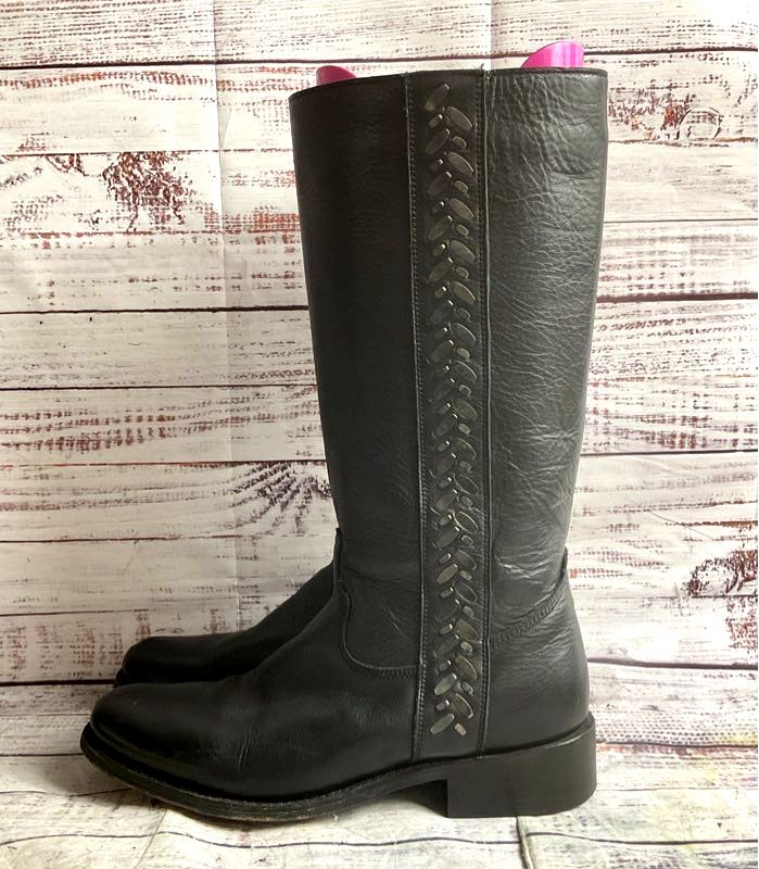 Calleen Cordero Leather Metal Detail Boots Black 8.5