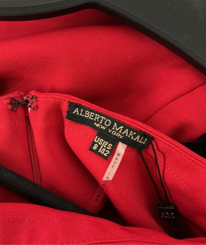 NWT Alberto Makali Long Red Dress with velvet bows Size 8