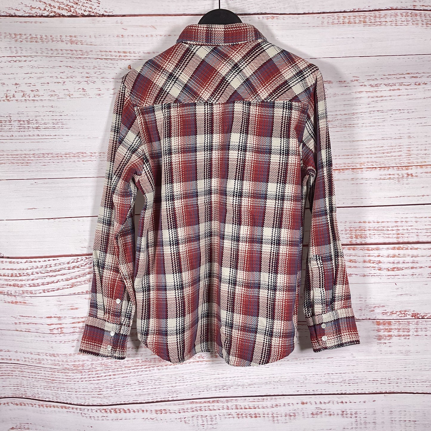 Outerknown Red White Blue Long Sleeve Snap Closure Blanket Flannel Shirt Size S