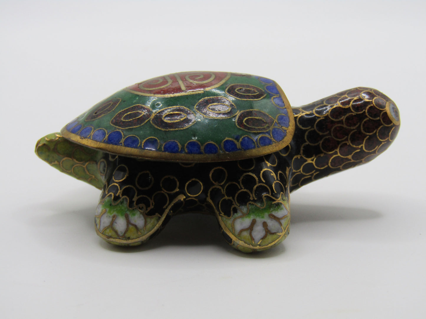 Vintage Handcrafted Cloisonné Enamel Turtle Pill Box