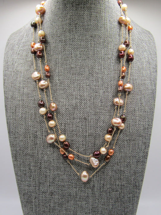 18.5" Multi-Strand Freshwater Baroque Pearl Necklace