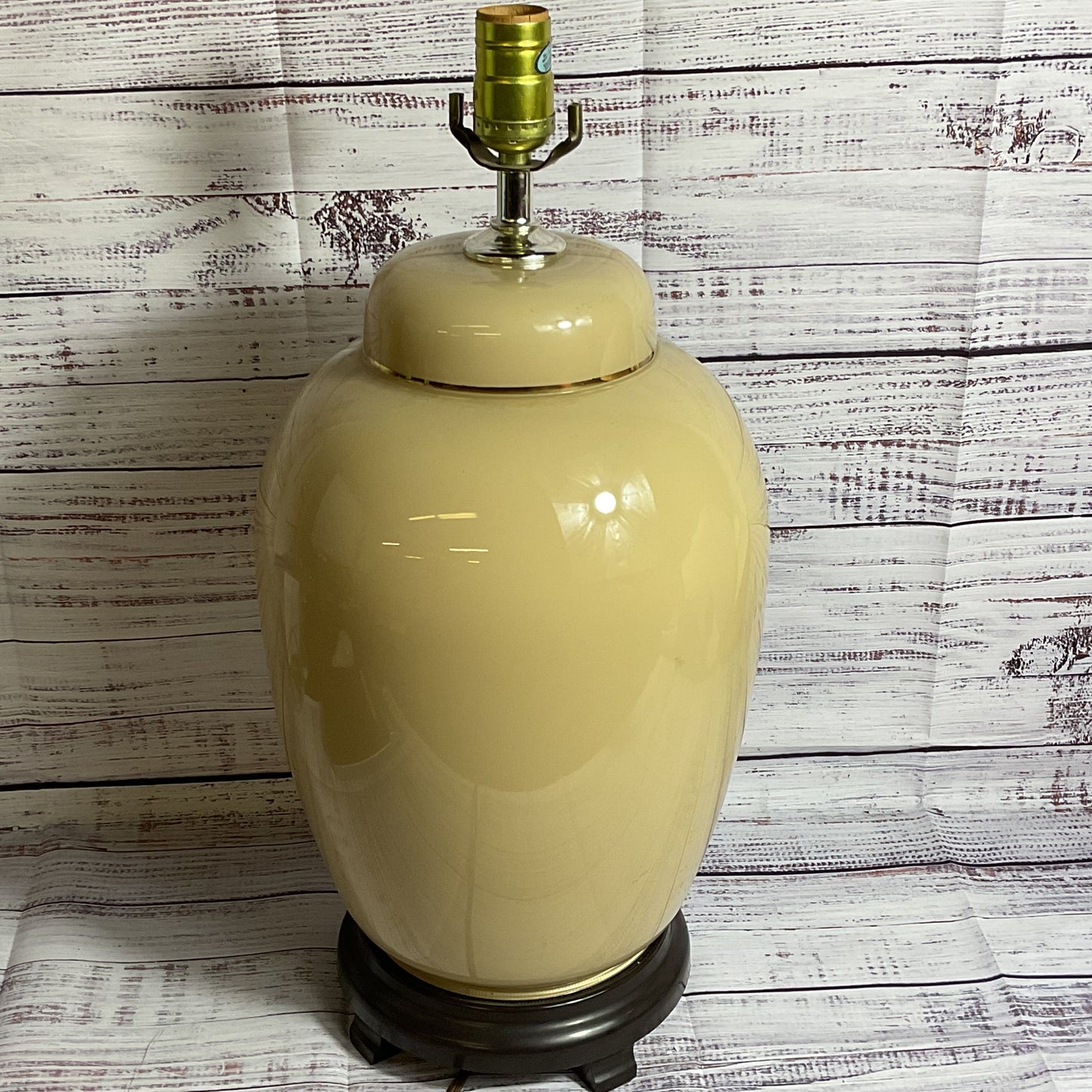 VTG. Asian Oriental Ginger Jar Floral & Birds Table Lamp - 20"