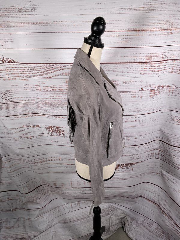Blank NYC Women's Grey Suede Leather Biker Jacket Size S
