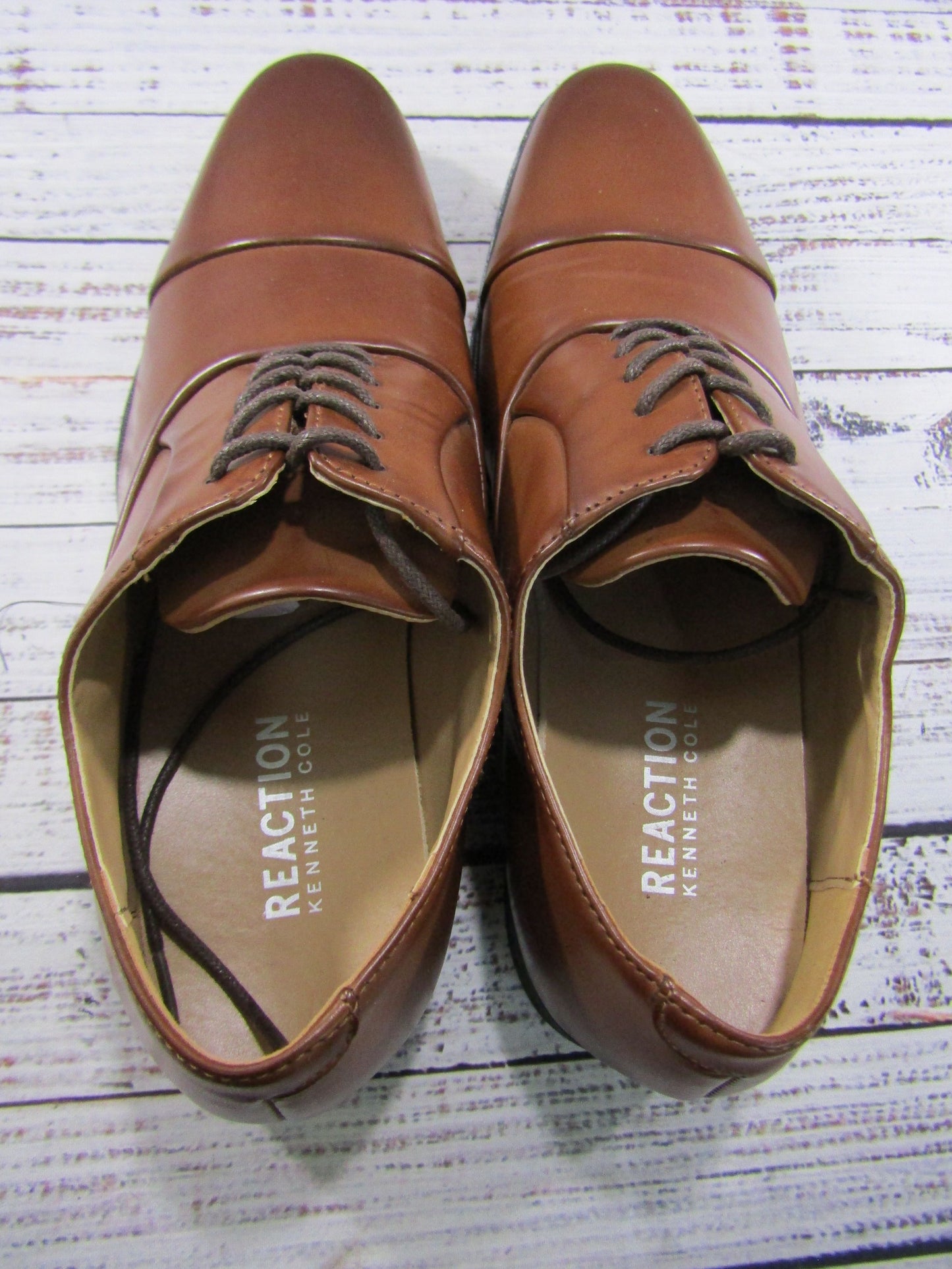 Kenneth Cole Kylar Men's Brown Leather Cap Toe Oxford Shoes Size 9.5